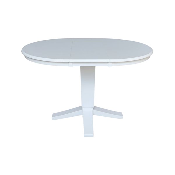 International Concepts 36-in Solid Wood Round Extension Dining Table w/ 4 Dining Chairs - White