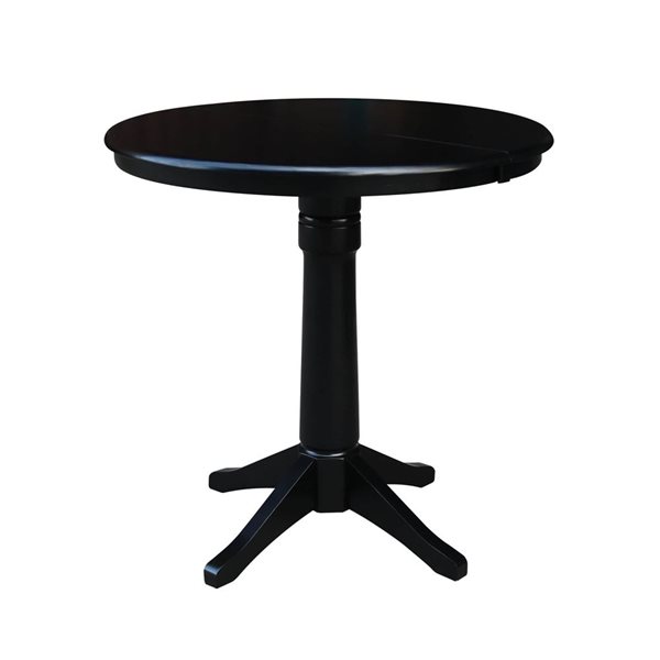 International Concepts 36-in Round Extension Dining Table w/ 2 X-Back Counter Height Stools - Black