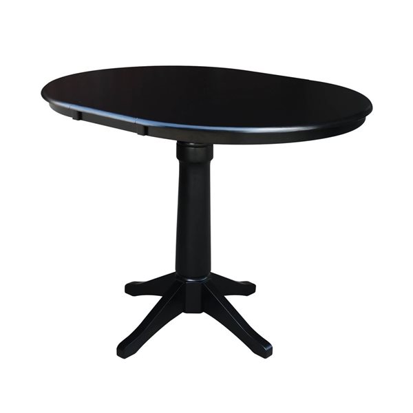 International Concepts 36-in Round Extension Dining Table w/ 2 X-Back Counter Height Stools - Black