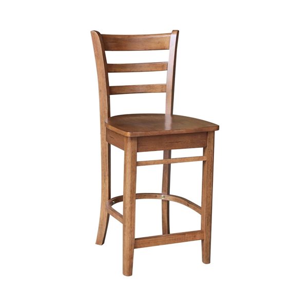 International Concepts 36-in Solid Wood Round Extension Dining Table w/ 4 Counter Height Stools - Distressed Oak