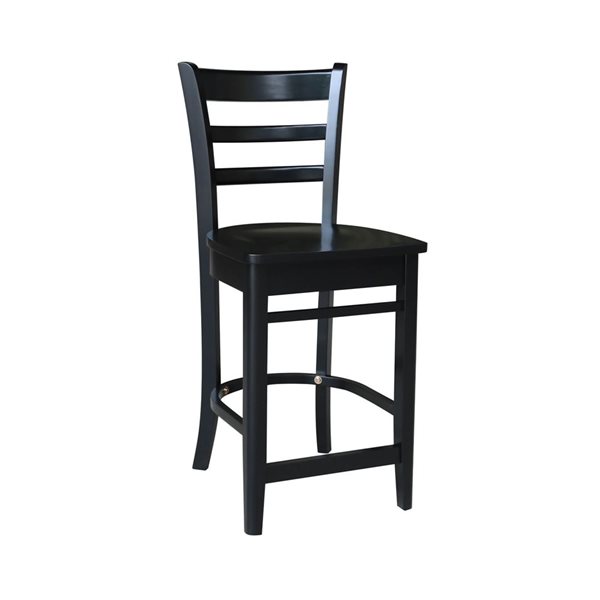 International Concepts 36-in Solid Wood Round Extension Dining Table w/ 2 Counter Height Stools - Distressed Oak/Black