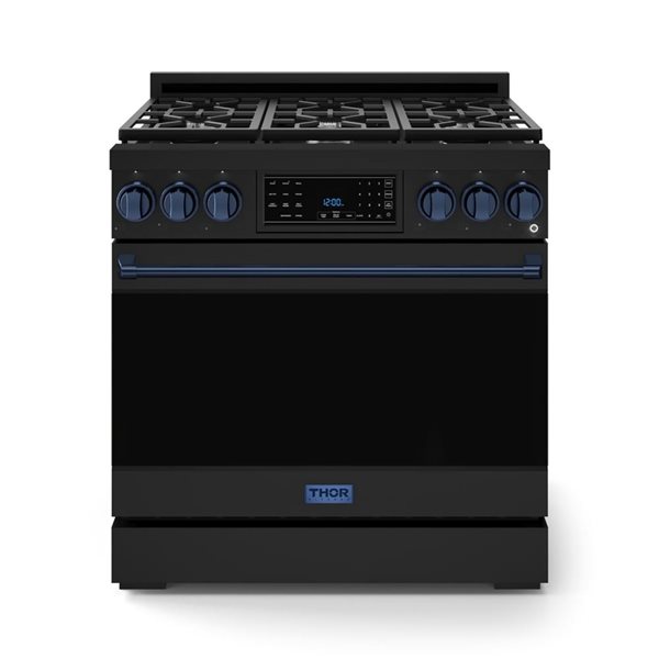 Gordon Ramsay by THOR Kitchen 36-in Black/Navy Blue Professional Gas Range w/ Tilt Panel Touch Control