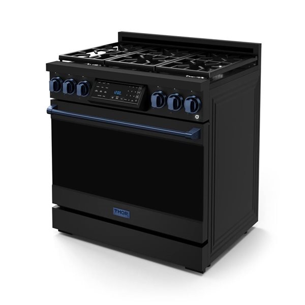 Gordon Ramsay by THOR Kitchen 36-in Black/Navy Blue Professional Gas Range w/ Tilt Panel Touch Control