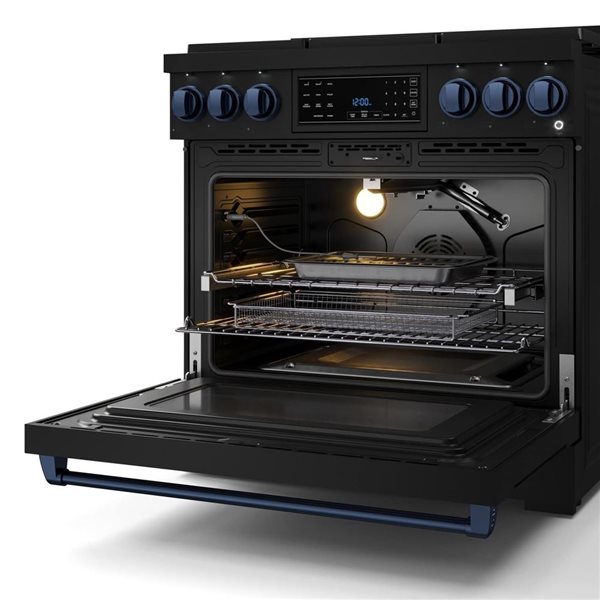 Gordon Ramsay by THOR Kitchen 36-in Black/Navy Blue Professional Gas Range w/ Tilt Panel Touch Control