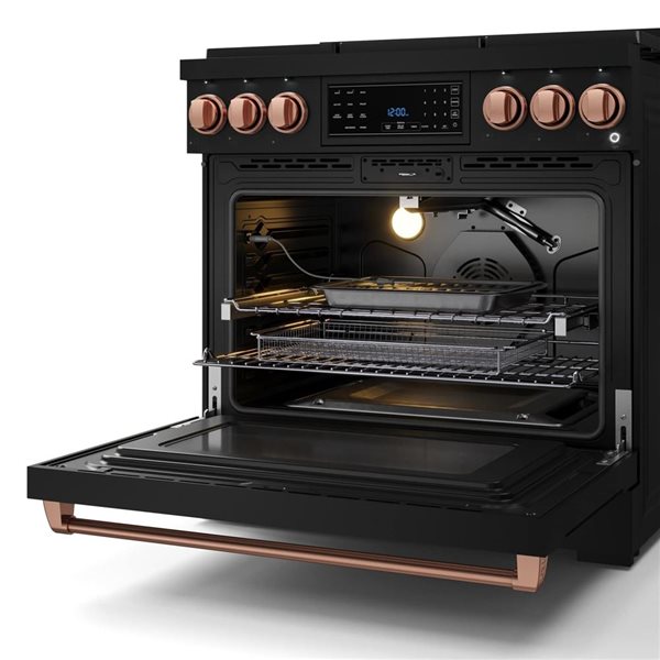 Gordon Ramsay by THOR Kitchen 36-in Black/Rose Gold Professional Gas Range w/ Tilt Panel Touch Control