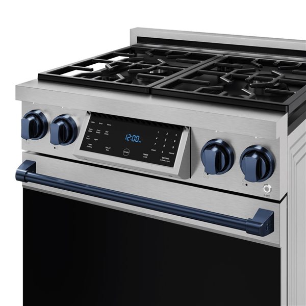 Gordon Ramsay by THOR Kitchen 30-in Stainless Steel/Navy Blue Professional Gas Range w/ Tilt Panel Touch Control