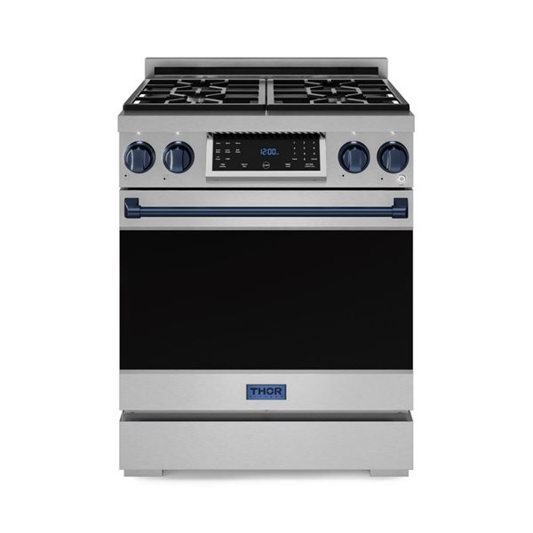 Gordon Ramsay by THOR Kitchen 30-in Stainless Steel/Navy Blue Professional Gas Range w/ Tilt Panel Touch Control