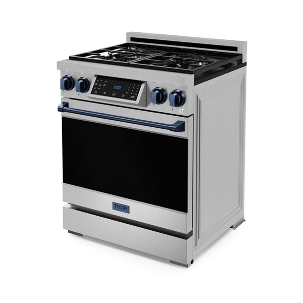 Gordon Ramsay by THOR Kitchen 30-in Stainless Steel/Navy Blue Professional Gas Range w/ Tilt Panel Touch Control