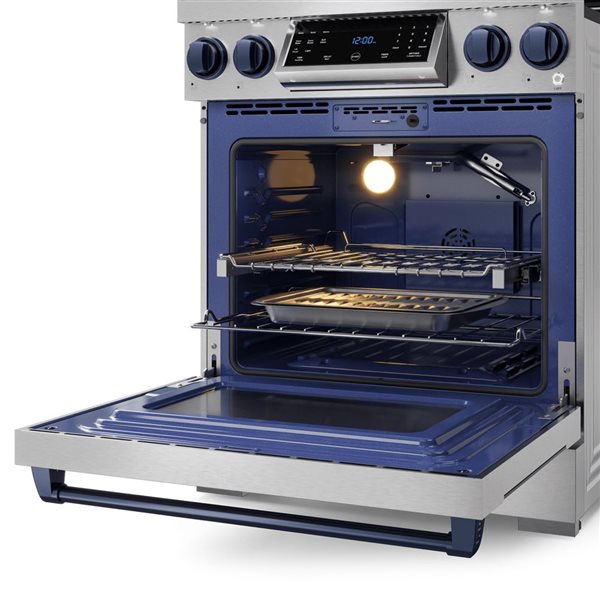 Gordon Ramsay by THOR Kitchen 30-in Stainless Steel/Navy Blue Professional Gas Range w/ Tilt Panel Touch Control