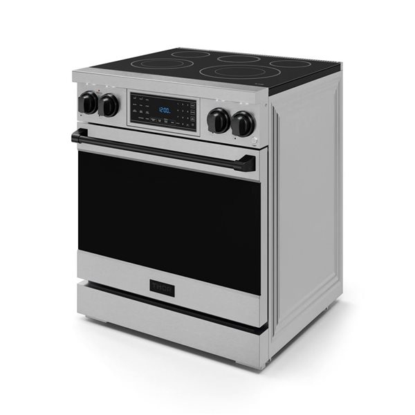 Gordon Ramsay by THOR Kitchen 30-in Stainless Steel/Black Professional Electric Range w/ Tilt Panel Touch Control