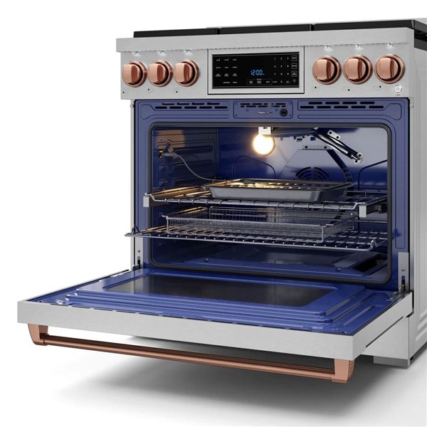 Gordon Ramsay by THOR Kitchen 36-in Stainless Steel/Rose Gold Professional Gas Range w/ Tilt Panel Touch Control