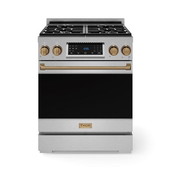 Gordon Ramsay by THOR Kitchen 30-in Stainless Steel/Bronze Professional Gas Range w/ Tilt Panel Touch Control