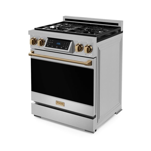 Gordon Ramsay by THOR Kitchen 30-in Stainless Steel/Bronze Professional Gas Range w/ Tilt Panel Touch Control
