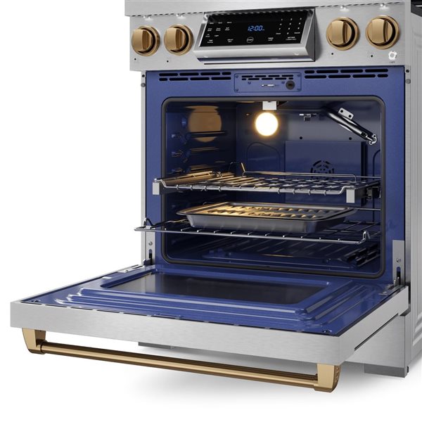 Gordon Ramsay by THOR Kitchen 30-in Stainless Steel/Bronze Professional Gas Range w/ Tilt Panel Touch Control