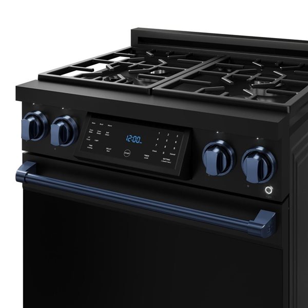 Gordon Ramsay by THOR Kitchen 30-in Black/Navy Blue Professional Gas Range w/ Tilt Panel Touch Control