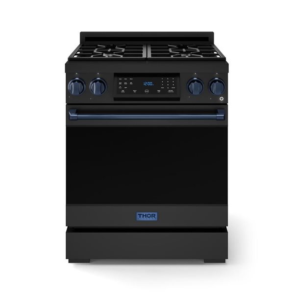 Gordon Ramsay by THOR Kitchen 30-in Black/Navy Blue Professional Gas Range w/ Tilt Panel Touch Control