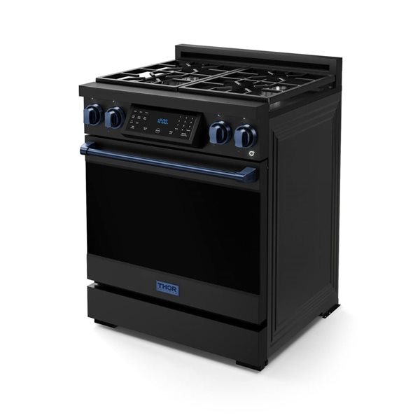 Gordon Ramsay by THOR Kitchen 30-in Black/Navy Blue Professional Gas Range w/ Tilt Panel Touch Control