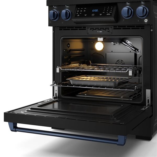 Gordon Ramsay by THOR Kitchen 30-in Black/Navy Blue Professional Gas Range w/ Tilt Panel Touch Control