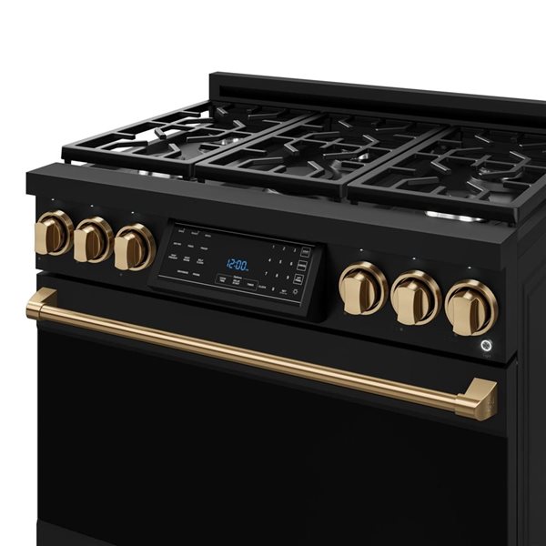 Gordon Ramsay by THOR Kitchen 36-in Black/Bronze Professional Gas Range w/ Tilt Panel Touch Control