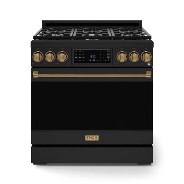 Gordon Ramsay by THOR Kitchen 36-in Black/Bronze Professional Gas Range w/ Tilt Panel Touch Control