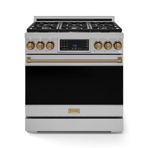 Gordon Ramsay by THOR Kitchen 36-in Stainless Steel/Bronze Professional Gas Range w/ Tilt Panel Touch Control