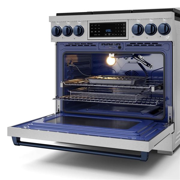 Gordon Ramsay by THOR Kitchen 36-in Stainless Steel/Navy Blue Professional Gas Range w/ Tilt Panel Touch Control