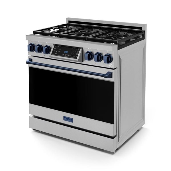 Gordon Ramsay by THOR Kitchen 36-in Stainless Steel/Navy Blue Professional Gas Range w/ Tilt Panel Touch Control