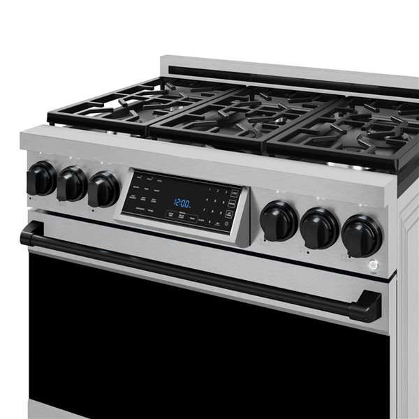 Gordon Ramsay by THOR Kitchen 36-in Stainless Steel/Black Professional Gas Range w/ Tilt Panel Touch Control