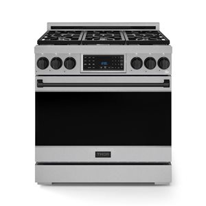 Gordon Ramsay by THOR Kitchen 36-in Stainless Steel/Black Professional Gas Range w/ Tilt Panel Touch Control