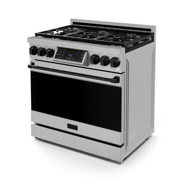 Gordon Ramsay by THOR Kitchen 36-in Stainless Steel/Black Professional Gas Range w/ Tilt Panel Touch Control