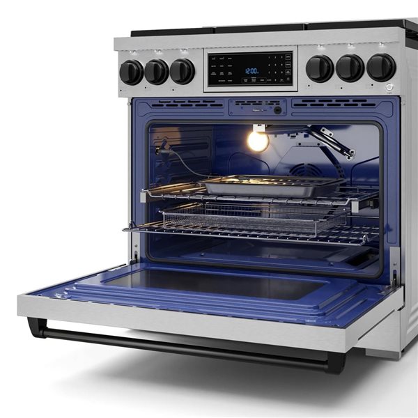 Gordon Ramsay by THOR Kitchen 36-in Stainless Steel/Black Professional Gas Range w/ Tilt Panel Touch Control