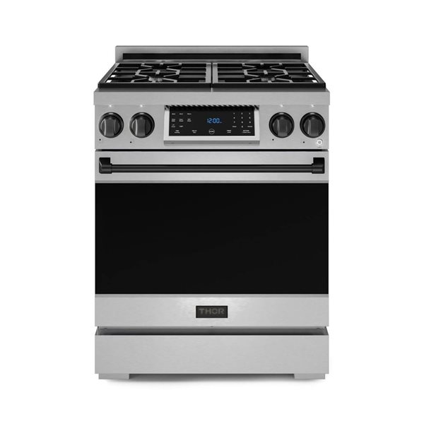 Gordon Ramsay by THOR Kitchen 30-in Stainless Steel/Black Professional Gas Range w/ Tilt Panel Touch Control