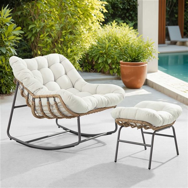 Sirio Sedona White 2-Piece Rocking Chair Set CC097-YLWH | RONA