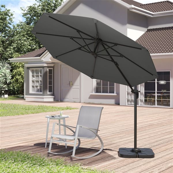 Sirio Dark Grey 10 x 10-ft Patio Umbrella