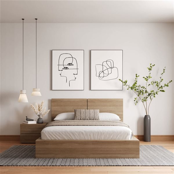 Nexera James 3-Piece Queen-Size Bedroom Set - Brown Oak