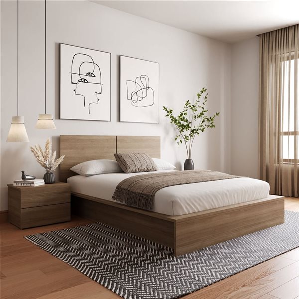 Nexera James 3-Piece Queen-Size Bedroom Set - Brown Oak