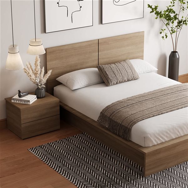 Nexera James 3-Piece Queen-Size Bedroom Set - Brown Oak