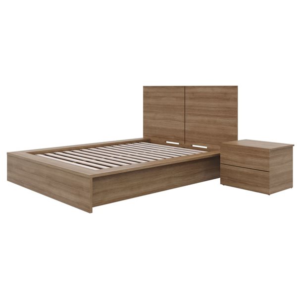 Nexera James 3-Piece Double-Size Bedroom Set - Brown Oak