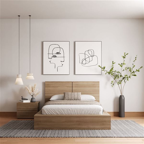 Nexera James 3-Piece Double-Size Bedroom Set - Brown Oak