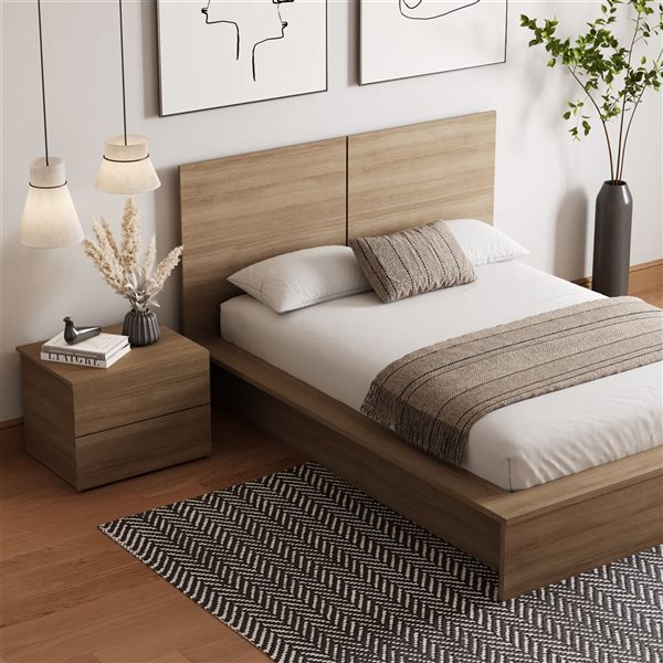 Nexera James 3-Piece Double-Size Bedroom Set - Brown Oak