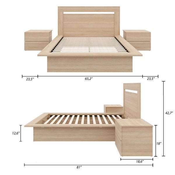 Nexera Malibu 4-Piece Double-Size Bedroom Set - Natural Blond Oak