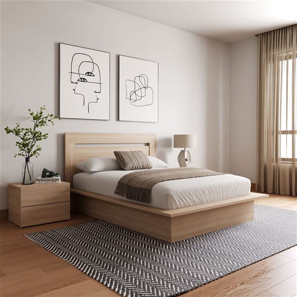Nexera Malibu 4-Piece Double-Size Bedroom Set - Natural Blond Oak