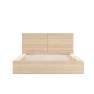 Lit plateforme grand lit James de Nexera avec tête de lit, chêne blond naturel