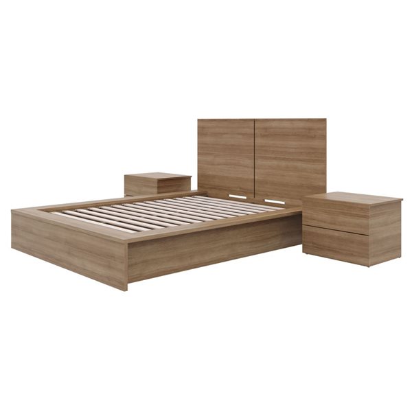 Nexera James 4-Piece Double-Size Bedroom Set - Brown Oak