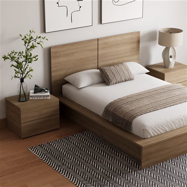 Nexera James 4-Piece Double-Size Bedroom Set - Brown Oak