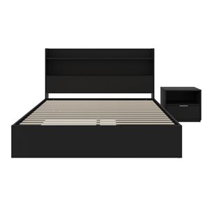 Nexera Hunter Full-Size Platform Bed w/ Headboard and 1-Drawer Nightstand - Black