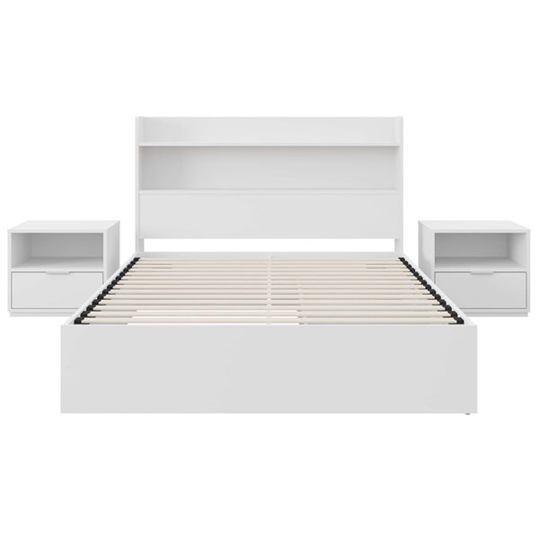Nexera Hunter Full-Size Platform Bed w/ Headboard and 2 Nightstands - White