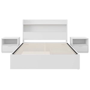 Nexera Hunter Full-Size Platform Bed w/ Headboard and 2 Nightstands - White