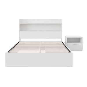 Nexera Hunter Full-Size Platform Bed w/ Headboard and 1-Drawer Nightstand - White