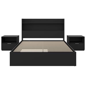 Nexera Hunter Full-Size Platform Bed w/ Headboard and 2 Nightstands - Black